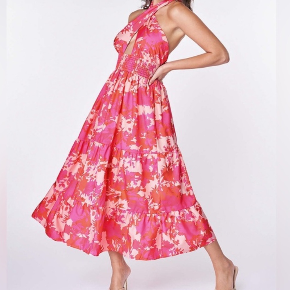 Feeling Like Forever Fuchsia Floral Maxi Dress (Azazie)